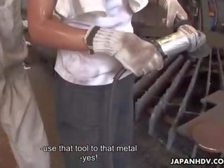 Japanese factory girl gets fucked with joy